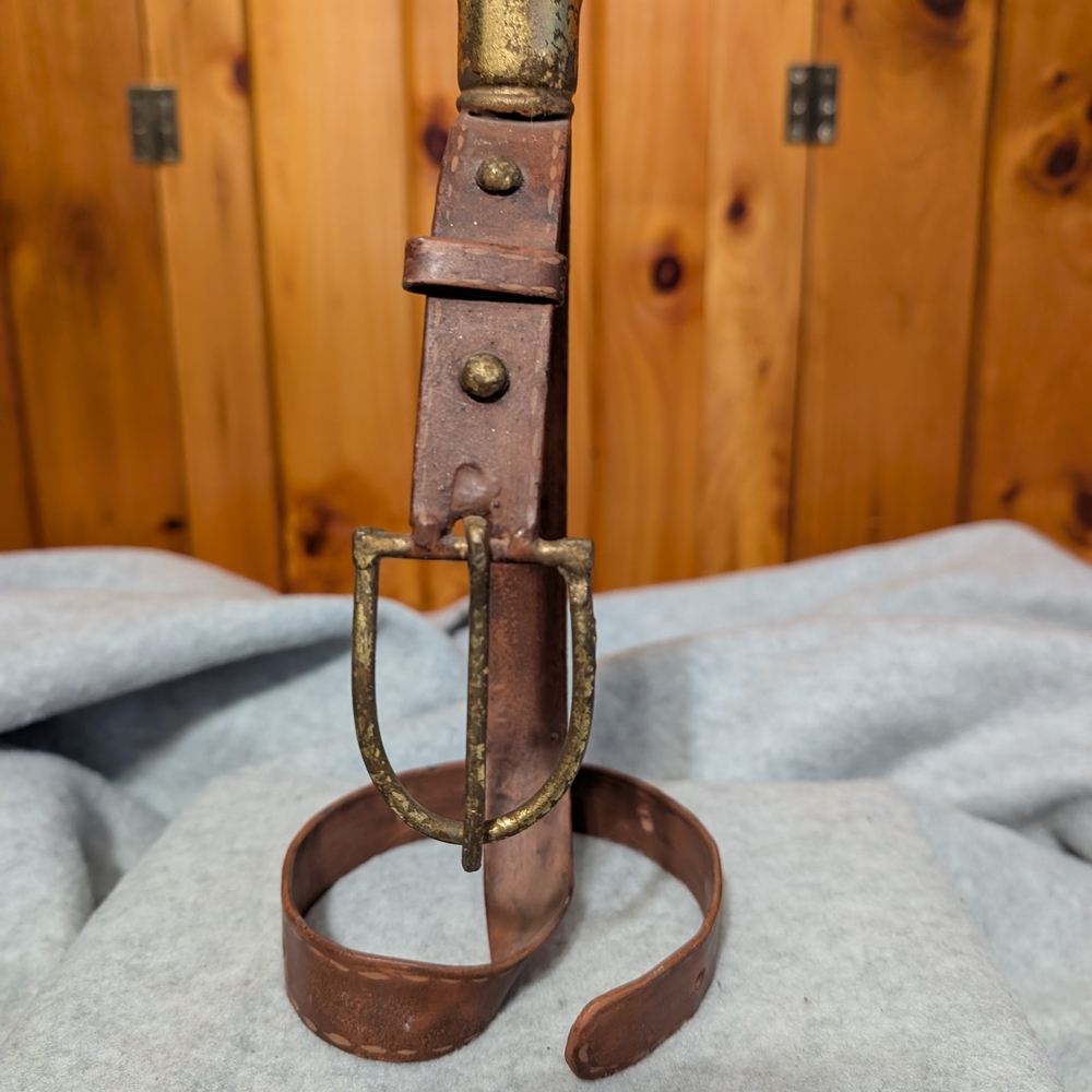 Vintage Iron Leather Belt Sculpture Taper Candke Hilder